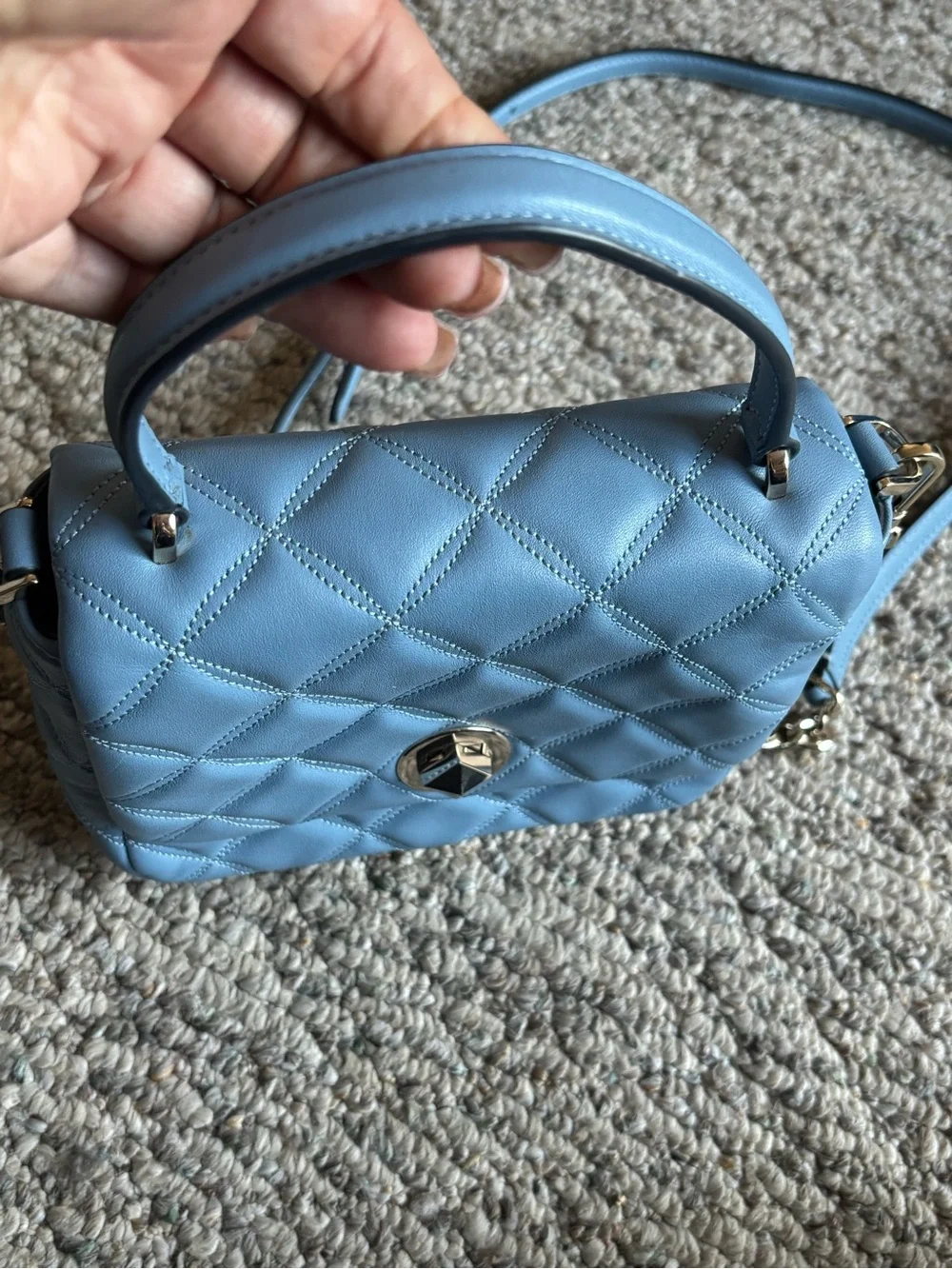 Kate Spade Quilted Light Blue Crossbody Shoulder Bag
